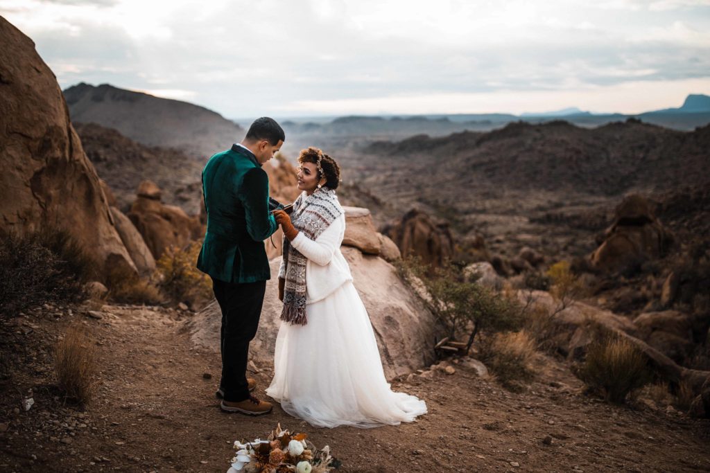 Couple eloping in Big Bend National Park in Texas