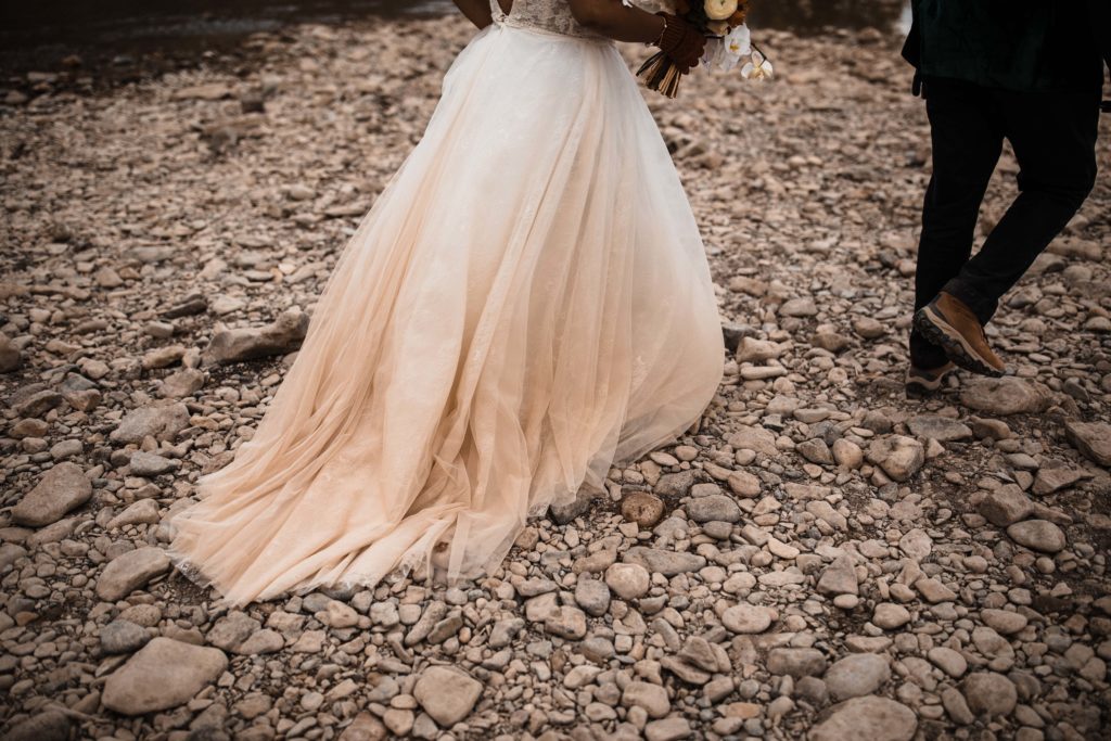 A bride's elopement dress with a  custom ombre