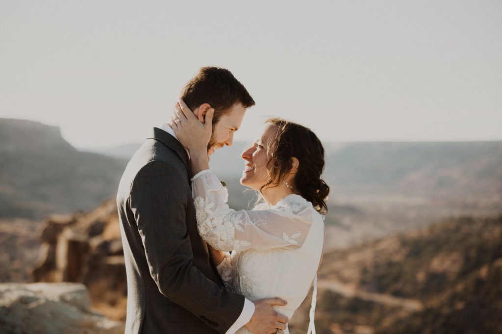 Couple celebrating during their Palo Duro Canyon Elopement