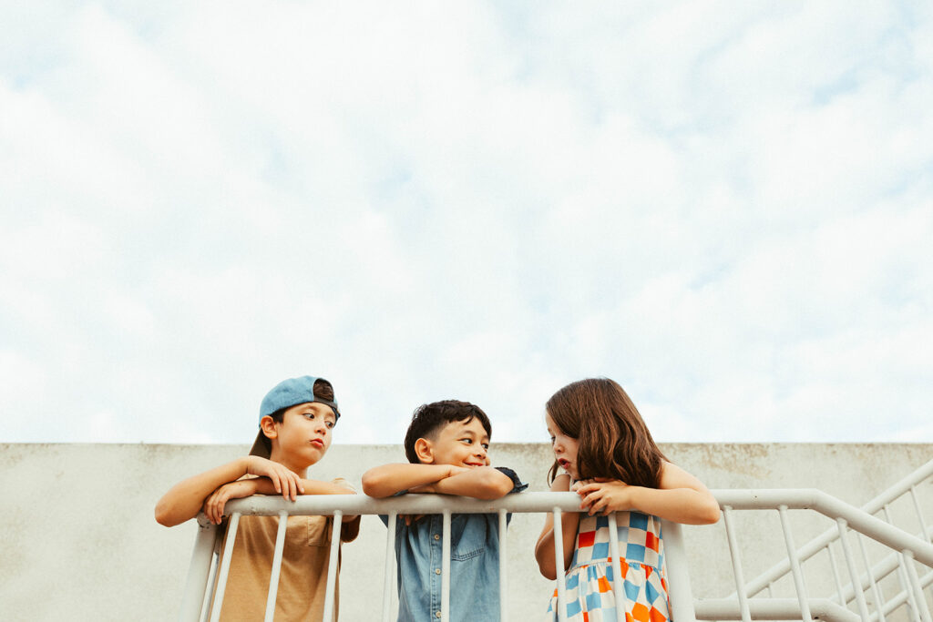 Kids having fun during a creative lifestyle photo session in The woodlands texas