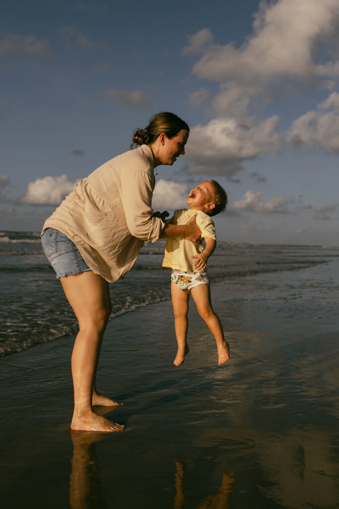 Motherhood photography at Galveston Beach
